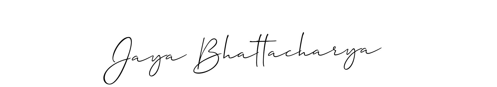 This is the best signature style for the Jaya Bhattacharya name. Also you like these signature font (Allison_Script). Mix name signature. Jaya Bhattacharya signature style 2 images and pictures png