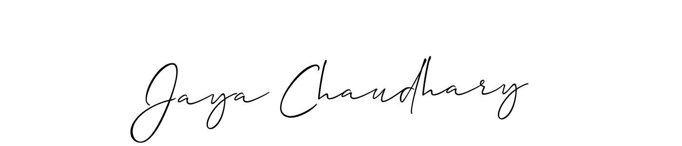 How to make Jaya Chaudhary name signature. Use Allison_Script style for creating short signs online. This is the latest handwritten sign. Jaya Chaudhary signature style 2 images and pictures png