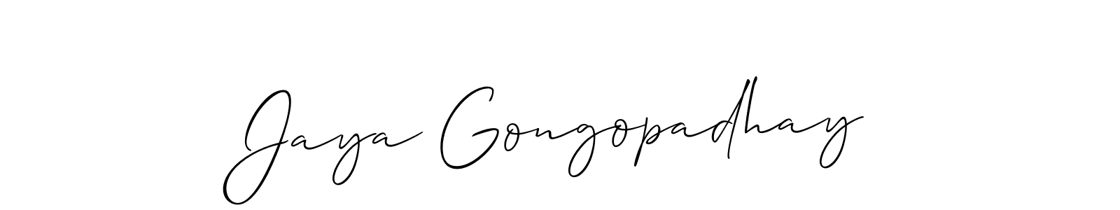 Make a beautiful signature design for name Jaya Gongopadhay. With this signature (Allison_Script) style, you can create a handwritten signature for free. Jaya Gongopadhay signature style 2 images and pictures png