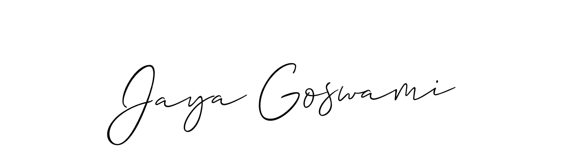 It looks lik you need a new signature style for name Jaya Goswami. Design unique handwritten (Allison_Script) signature with our free signature maker in just a few clicks. Jaya Goswami signature style 2 images and pictures png