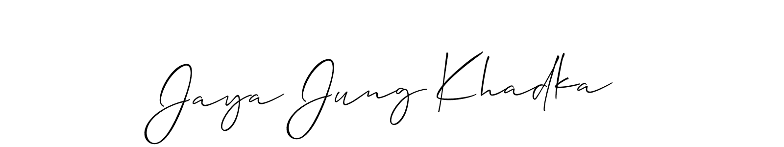 It looks lik you need a new signature style for name Jaya Jung Khadka. Design unique handwritten (Allison_Script) signature with our free signature maker in just a few clicks. Jaya Jung Khadka signature style 2 images and pictures png