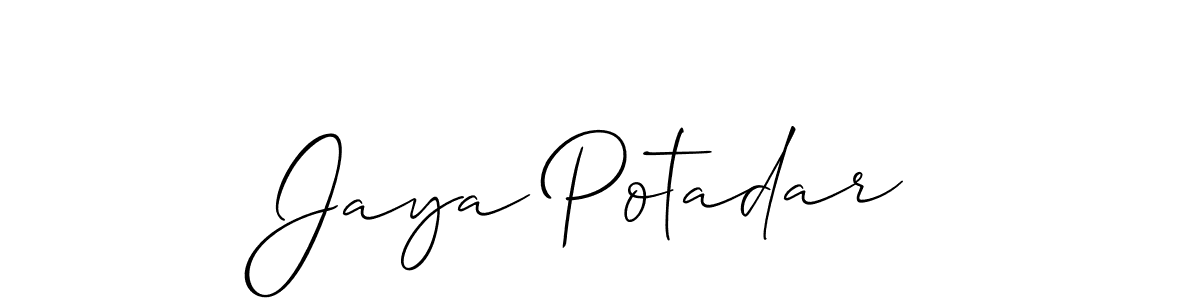 It looks lik you need a new signature style for name Jaya Potadar. Design unique handwritten (Allison_Script) signature with our free signature maker in just a few clicks. Jaya Potadar signature style 2 images and pictures png