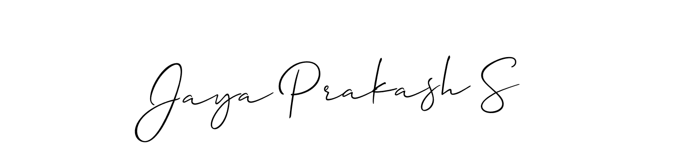 Design your own signature with our free online signature maker. With this signature software, you can create a handwritten (Allison_Script) signature for name Jaya Prakash S. Jaya Prakash S signature style 2 images and pictures png