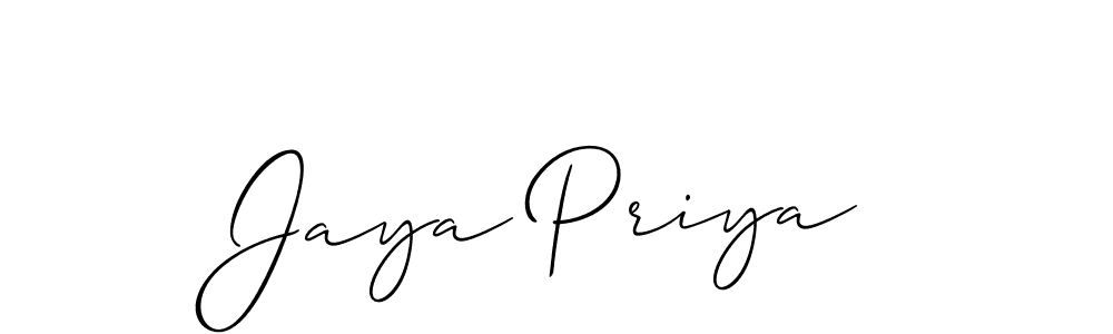 Make a short Jaya Priya signature style. Manage your documents anywhere anytime using Allison_Script. Create and add eSignatures, submit forms, share and send files easily. Jaya Priya signature style 2 images and pictures png