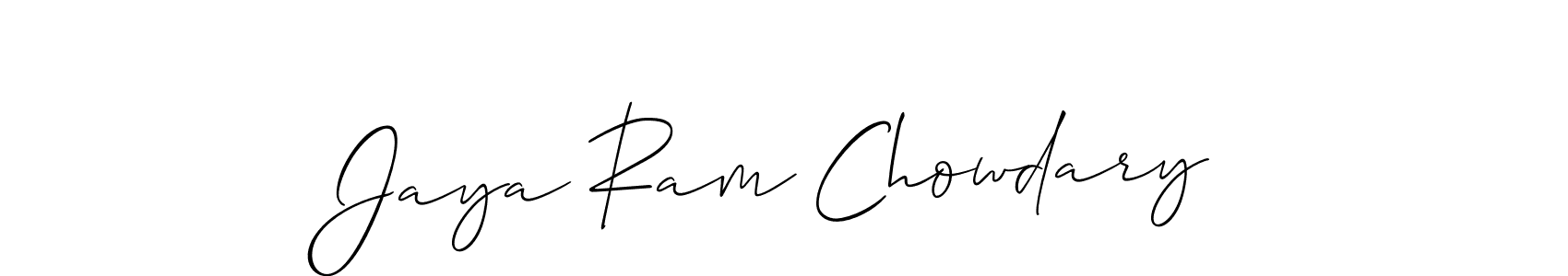 How to make Jaya Ram Chowdary name signature. Use Allison_Script style for creating short signs online. This is the latest handwritten sign. Jaya Ram Chowdary signature style 2 images and pictures png