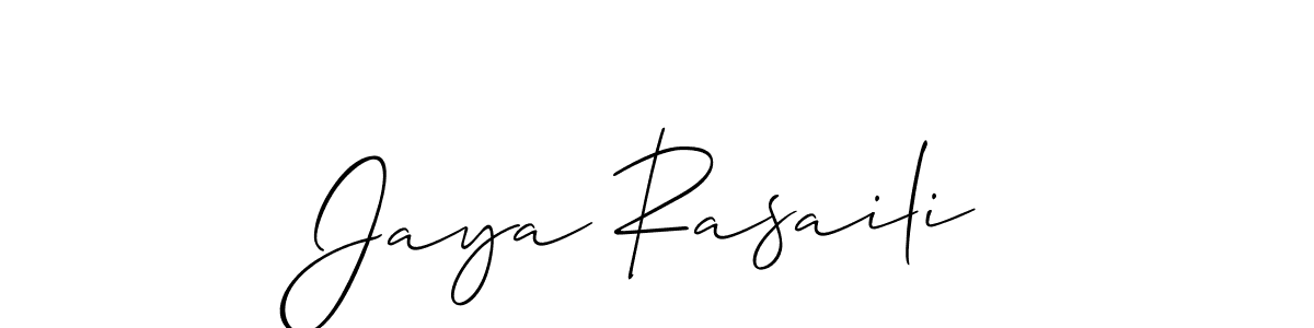 How to make Jaya Rasaili name signature. Use Allison_Script style for creating short signs online. This is the latest handwritten sign. Jaya Rasaili signature style 2 images and pictures png