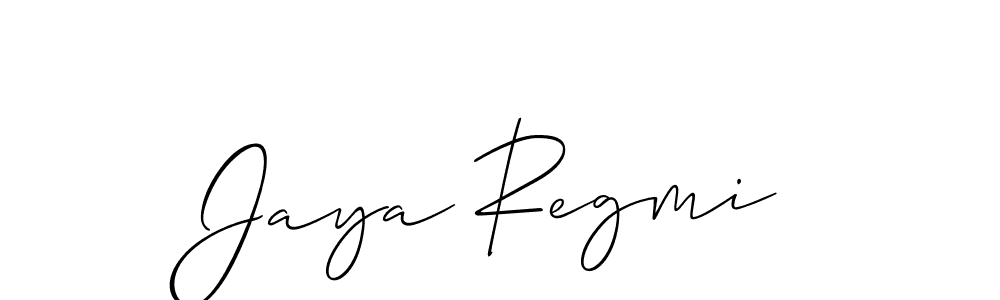 Allison_Script is a professional signature style that is perfect for those who want to add a touch of class to their signature. It is also a great choice for those who want to make their signature more unique. Get Jaya Regmi name to fancy signature for free. Jaya Regmi signature style 2 images and pictures png