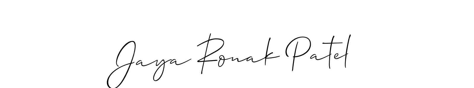 The best way (Allison_Script) to make a short signature is to pick only two or three words in your name. The name Jaya Ronak Patel include a total of six letters. For converting this name. Jaya Ronak Patel signature style 2 images and pictures png