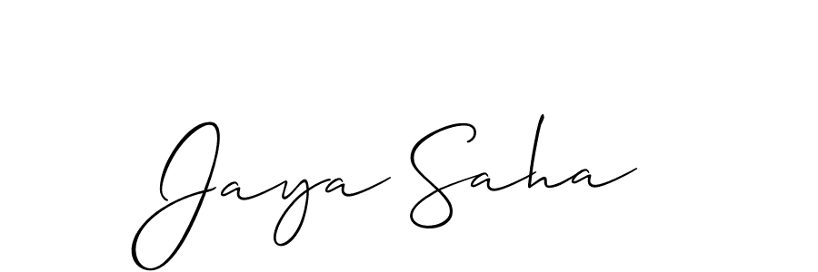 The best way (Allison_Script) to make a short signature is to pick only two or three words in your name. The name Jaya Saha include a total of six letters. For converting this name. Jaya Saha signature style 2 images and pictures png