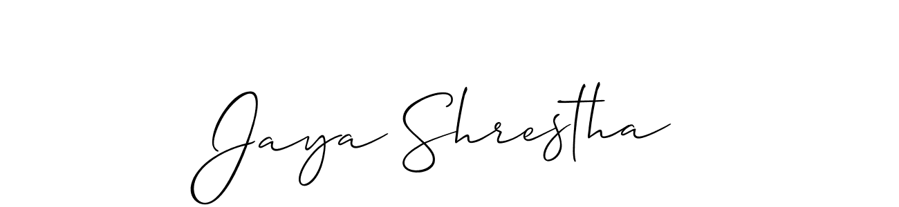 How to make Jaya Shrestha signature? Allison_Script is a professional autograph style. Create handwritten signature for Jaya Shrestha name. Jaya Shrestha signature style 2 images and pictures png