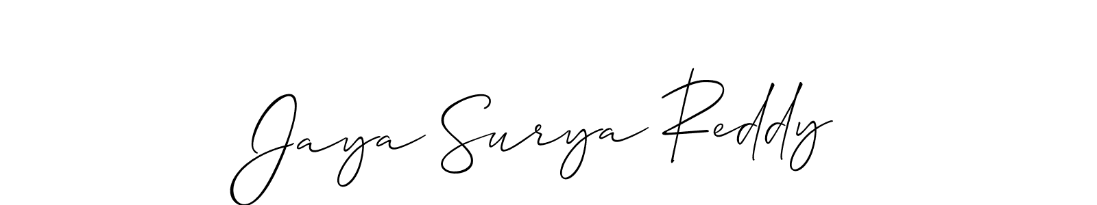 Make a short Jaya Surya Reddy signature style. Manage your documents anywhere anytime using Allison_Script. Create and add eSignatures, submit forms, share and send files easily. Jaya Surya Reddy signature style 2 images and pictures png