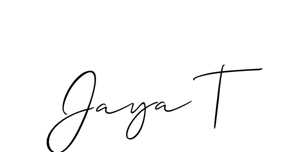 Use a signature maker to create a handwritten signature online. With this signature software, you can design (Allison_Script) your own signature for name Jaya T. Jaya T signature style 2 images and pictures png