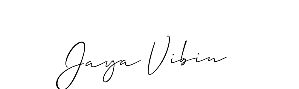 Make a beautiful signature design for name Jaya Vibin. With this signature (Allison_Script) style, you can create a handwritten signature for free. Jaya Vibin signature style 2 images and pictures png
