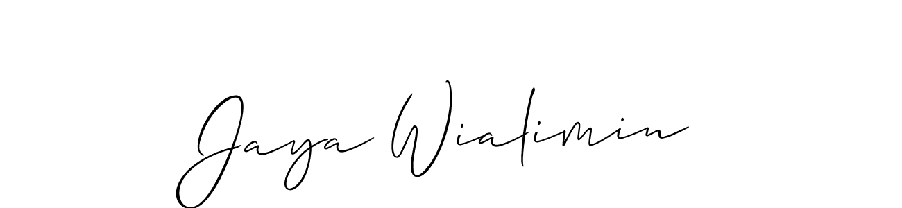 Make a short Jaya Wialimin signature style. Manage your documents anywhere anytime using Allison_Script. Create and add eSignatures, submit forms, share and send files easily. Jaya Wialimin signature style 2 images and pictures png