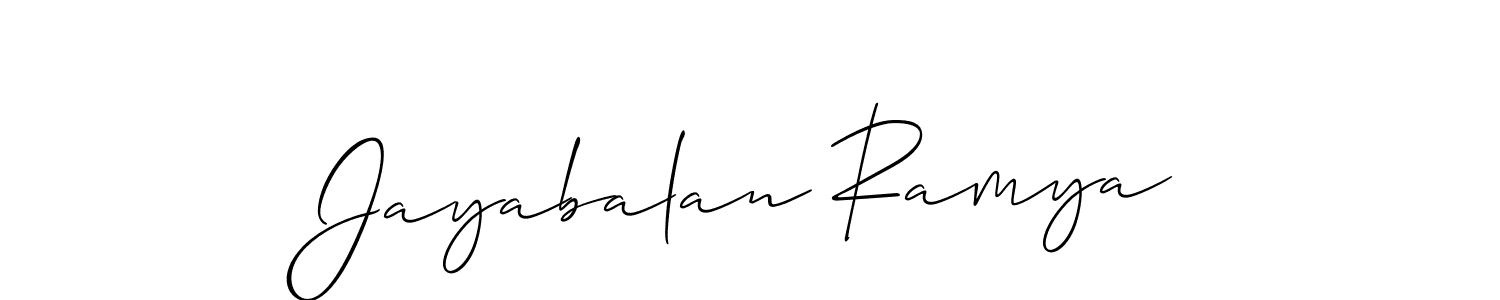 Also we have Jayabalan Ramya name is the best signature style. Create professional handwritten signature collection using Allison_Script autograph style. Jayabalan Ramya signature style 2 images and pictures png