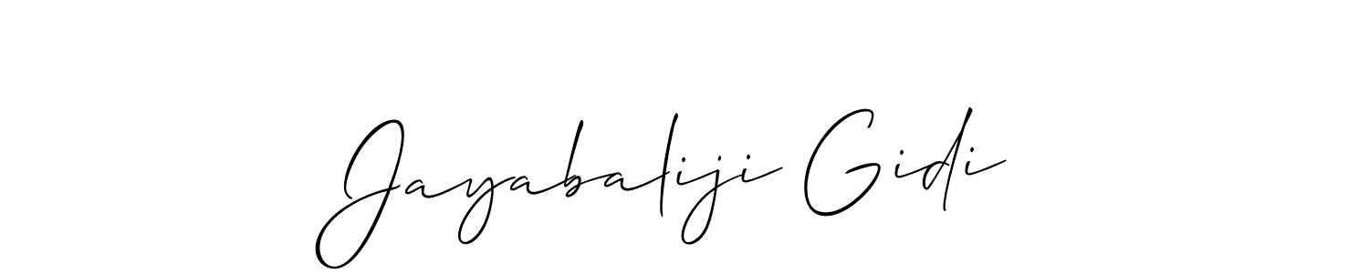 You should practise on your own different ways (Allison_Script) to write your name (Jayabaliji Gidi) in signature. don't let someone else do it for you. Jayabaliji Gidi signature style 2 images and pictures png