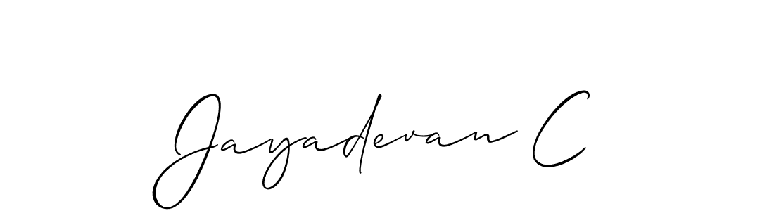 The best way (Allison_Script) to make a short signature is to pick only two or three words in your name. The name Jayadevan C include a total of six letters. For converting this name. Jayadevan C signature style 2 images and pictures png