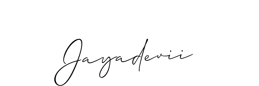 It looks lik you need a new signature style for name Jayadevii. Design unique handwritten (Allison_Script) signature with our free signature maker in just a few clicks. Jayadevii signature style 2 images and pictures png