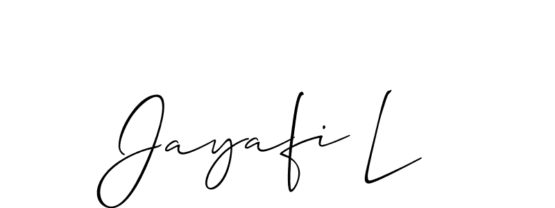 Make a beautiful signature design for name Jayafi L. With this signature (Allison_Script) style, you can create a handwritten signature for free. Jayafi L signature style 2 images and pictures png