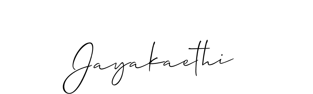 Use a signature maker to create a handwritten signature online. With this signature software, you can design (Allison_Script) your own signature for name Jayakaethi. Jayakaethi signature style 2 images and pictures png