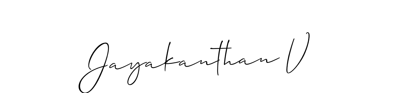 Create a beautiful signature design for name Jayakanthan V. With this signature (Allison_Script) fonts, you can make a handwritten signature for free. Jayakanthan V signature style 2 images and pictures png