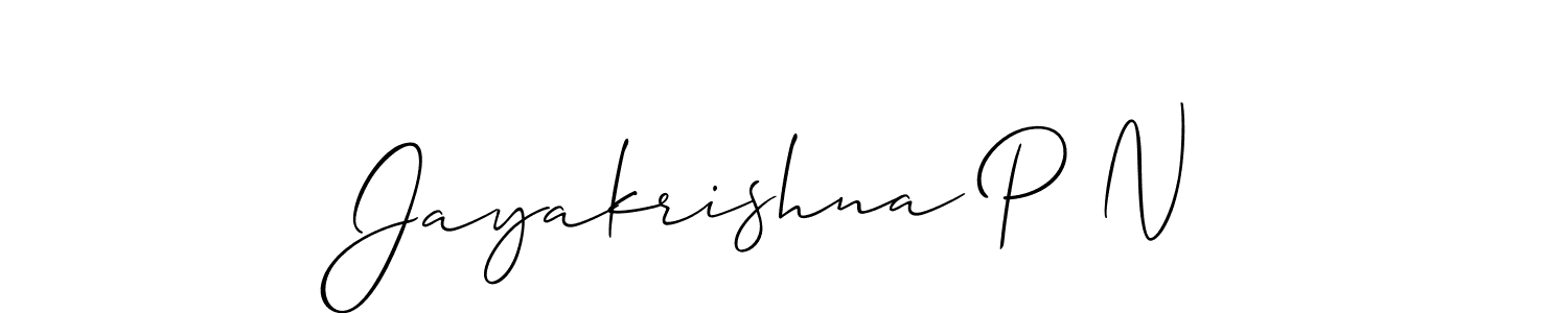 How to make Jayakrishna P N signature? Allison_Script is a professional autograph style. Create handwritten signature for Jayakrishna P N name. Jayakrishna P N signature style 2 images and pictures png