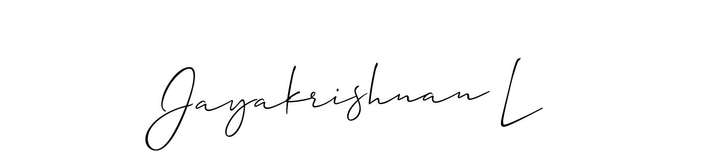 This is the best signature style for the Jayakrishnan L name. Also you like these signature font (Allison_Script). Mix name signature. Jayakrishnan L signature style 2 images and pictures png