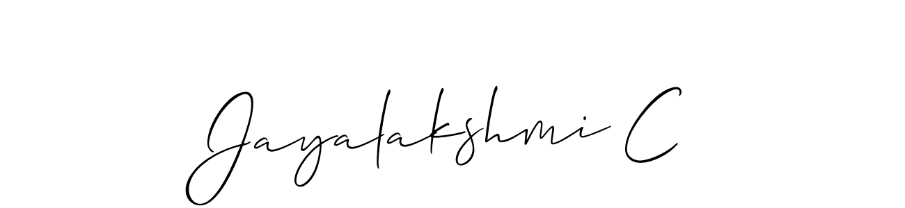 It looks lik you need a new signature style for name Jayalakshmi C. Design unique handwritten (Allison_Script) signature with our free signature maker in just a few clicks. Jayalakshmi C signature style 2 images and pictures png