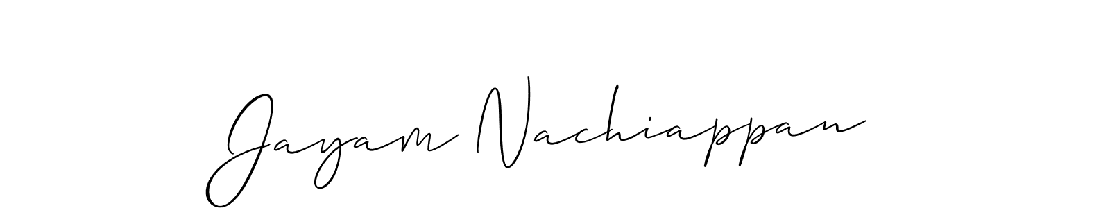 if you are searching for the best signature style for your name Jayam Nachiappan. so please give up your signature search. here we have designed multiple signature styles  using Allison_Script. Jayam Nachiappan signature style 2 images and pictures png