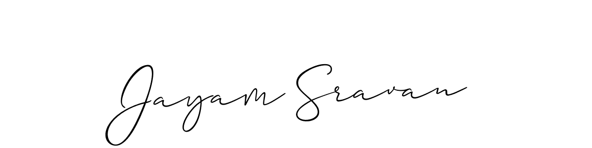 Allison_Script is a professional signature style that is perfect for those who want to add a touch of class to their signature. It is also a great choice for those who want to make their signature more unique. Get Jayam Sravan name to fancy signature for free. Jayam Sravan signature style 2 images and pictures png