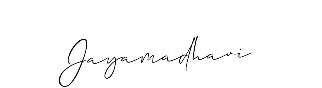 Allison_Script is a professional signature style that is perfect for those who want to add a touch of class to their signature. It is also a great choice for those who want to make their signature more unique. Get Jayamadhavi name to fancy signature for free. Jayamadhavi signature style 2 images and pictures png
