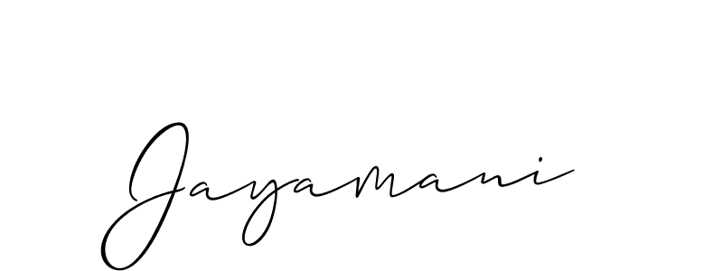 Make a beautiful signature design for name Jayamani. With this signature (Allison_Script) style, you can create a handwritten signature for free. Jayamani signature style 2 images and pictures png