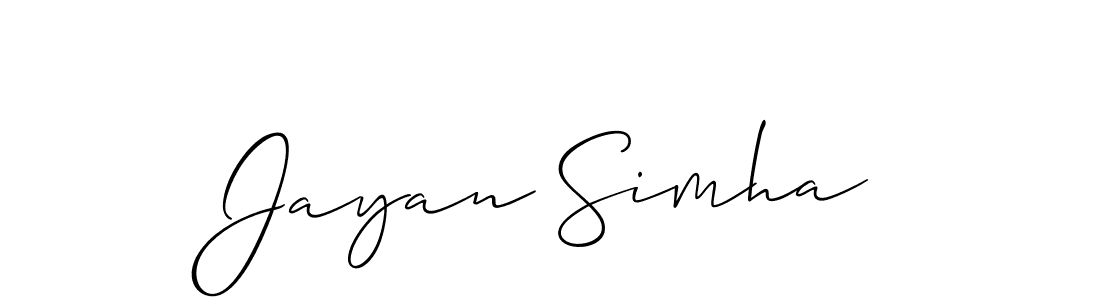 Also You can easily find your signature by using the search form. We will create Jayan Simha name handwritten signature images for you free of cost using Allison_Script sign style. Jayan Simha signature style 2 images and pictures png