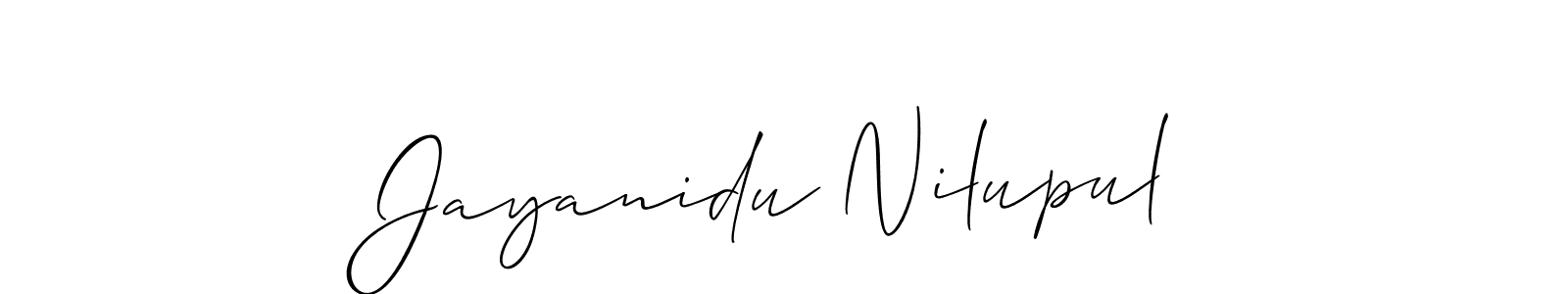 How to make Jayanidu Nilupul name signature. Use Allison_Script style for creating short signs online. This is the latest handwritten sign. Jayanidu Nilupul signature style 2 images and pictures png