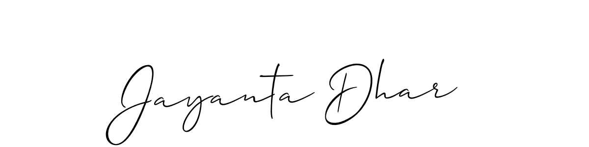 How to make Jayanta Dhar name signature. Use Allison_Script style for creating short signs online. This is the latest handwritten sign. Jayanta Dhar signature style 2 images and pictures png