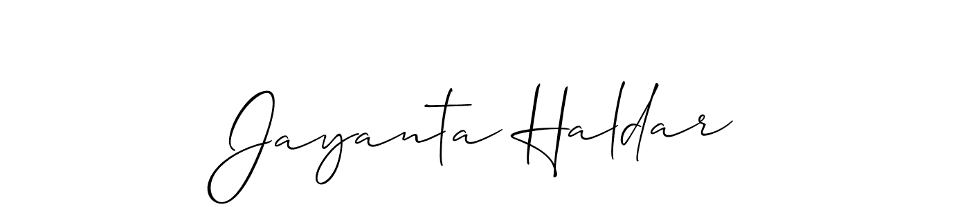How to make Jayanta Haldar signature? Allison_Script is a professional autograph style. Create handwritten signature for Jayanta Haldar name. Jayanta Haldar signature style 2 images and pictures png