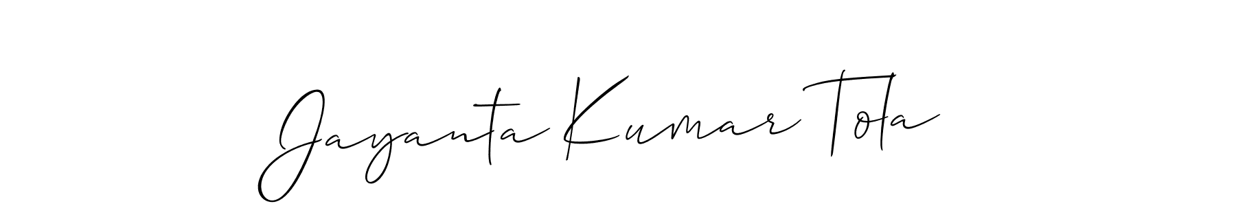 if you are searching for the best signature style for your name Jayanta Kumar Tola. so please give up your signature search. here we have designed multiple signature styles  using Allison_Script. Jayanta Kumar Tola signature style 2 images and pictures png