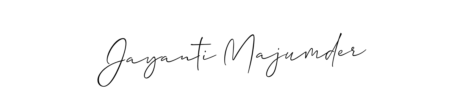 Allison_Script is a professional signature style that is perfect for those who want to add a touch of class to their signature. It is also a great choice for those who want to make their signature more unique. Get Jayanti Majumder name to fancy signature for free. Jayanti Majumder signature style 2 images and pictures png