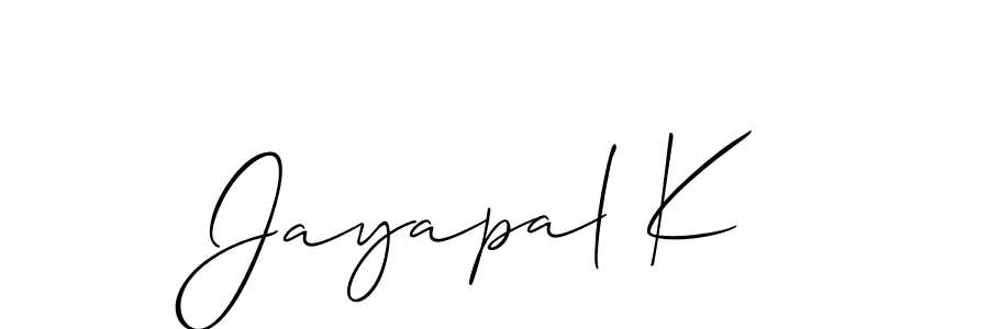 It looks lik you need a new signature style for name Jayapal K. Design unique handwritten (Allison_Script) signature with our free signature maker in just a few clicks. Jayapal K signature style 2 images and pictures png