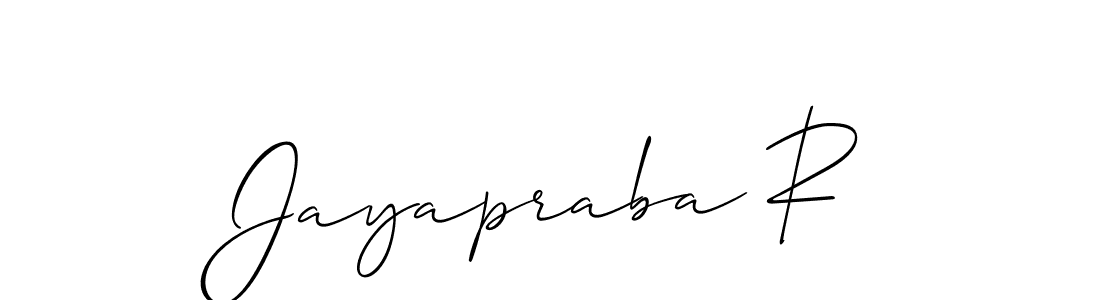 Make a beautiful signature design for name Jayapraba R. With this signature (Allison_Script) style, you can create a handwritten signature for free. Jayapraba R signature style 2 images and pictures png