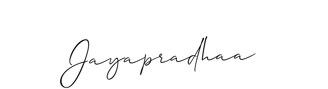 Create a beautiful signature design for name Jayapradhaa. With this signature (Allison_Script) fonts, you can make a handwritten signature for free. Jayapradhaa signature style 2 images and pictures png