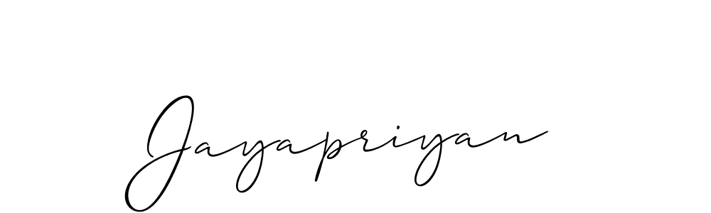 It looks lik you need a new signature style for name Jayapriyan. Design unique handwritten (Allison_Script) signature with our free signature maker in just a few clicks. Jayapriyan signature style 2 images and pictures png