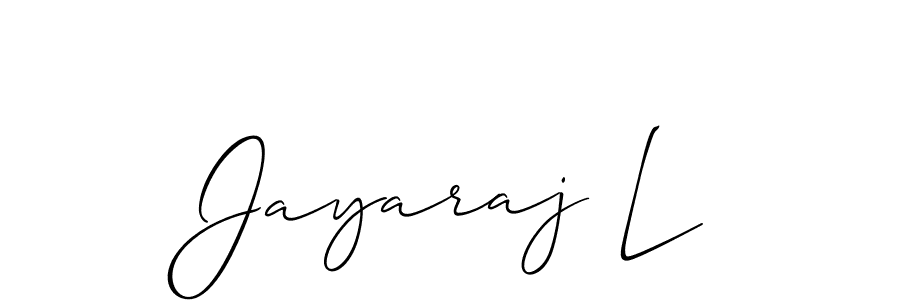 Also You can easily find your signature by using the search form. We will create Jayaraj L name handwritten signature images for you free of cost using Allison_Script sign style. Jayaraj L signature style 2 images and pictures png