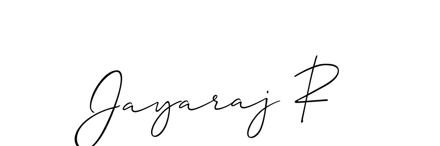 How to make Jayaraj R name signature. Use Allison_Script style for creating short signs online. This is the latest handwritten sign. Jayaraj R signature style 2 images and pictures png