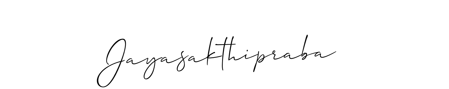 Create a beautiful signature design for name Jayasakthipraba. With this signature (Allison_Script) fonts, you can make a handwritten signature for free. Jayasakthipraba signature style 2 images and pictures png