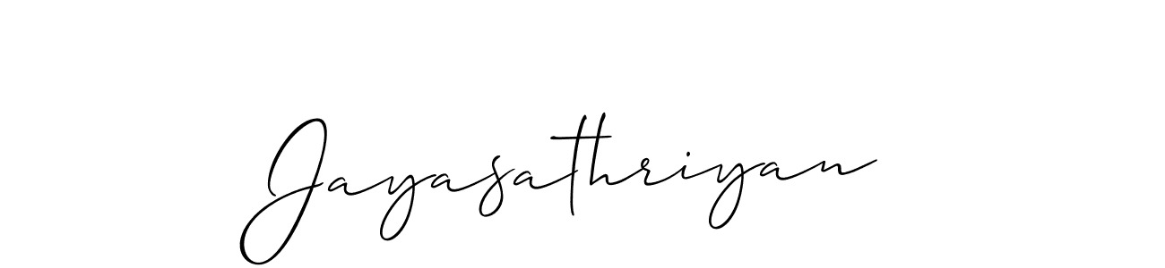 The best way (Allison_Script) to make a short signature is to pick only two or three words in your name. The name Jayasathriyan include a total of six letters. For converting this name. Jayasathriyan signature style 2 images and pictures png