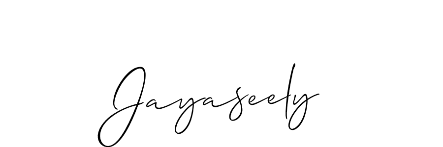 Create a beautiful signature design for name Jayaseely. With this signature (Allison_Script) fonts, you can make a handwritten signature for free. Jayaseely signature style 2 images and pictures png