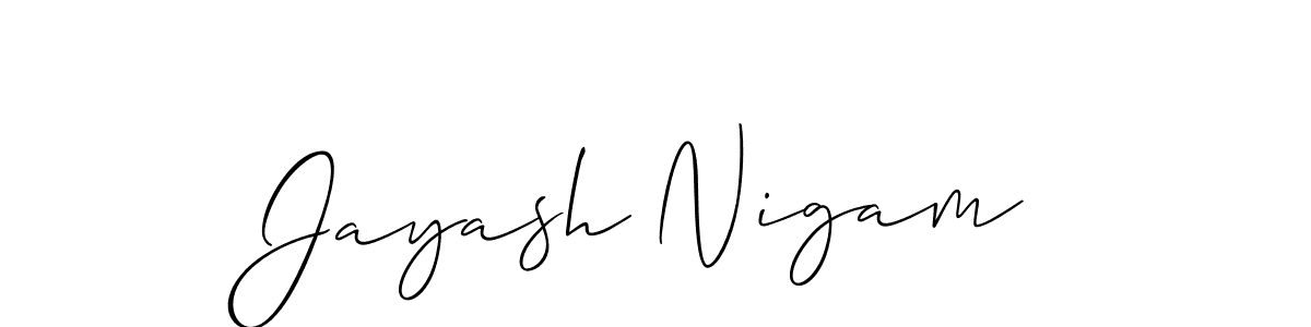 Use a signature maker to create a handwritten signature online. With this signature software, you can design (Allison_Script) your own signature for name Jayash Nigam. Jayash Nigam signature style 2 images and pictures png