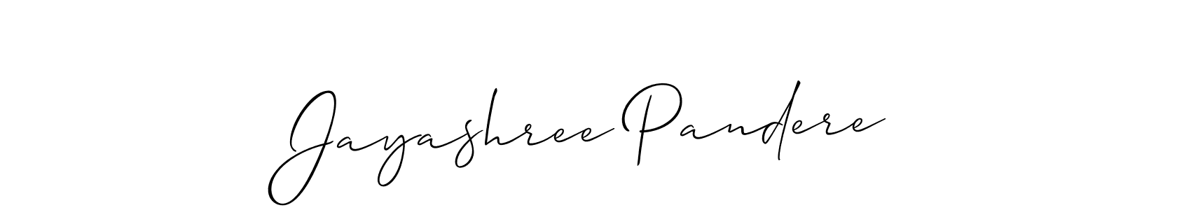 Use a signature maker to create a handwritten signature online. With this signature software, you can design (Allison_Script) your own signature for name Jayashree Pandere. Jayashree Pandere signature style 2 images and pictures png