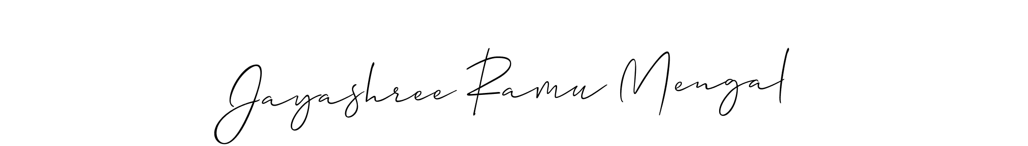 Create a beautiful signature design for name Jayashree Ramu Mengal. With this signature (Allison_Script) fonts, you can make a handwritten signature for free. Jayashree Ramu Mengal signature style 2 images and pictures png